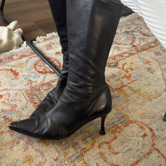 Manolo Blahnik Black Leather Boots - Picture 5 of 7